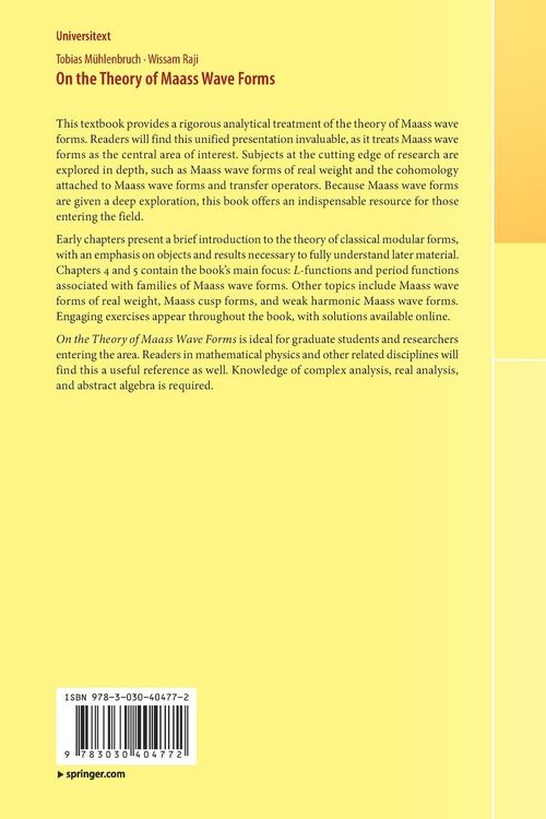 Produktbild: On the Theory of Maass Wave Forms