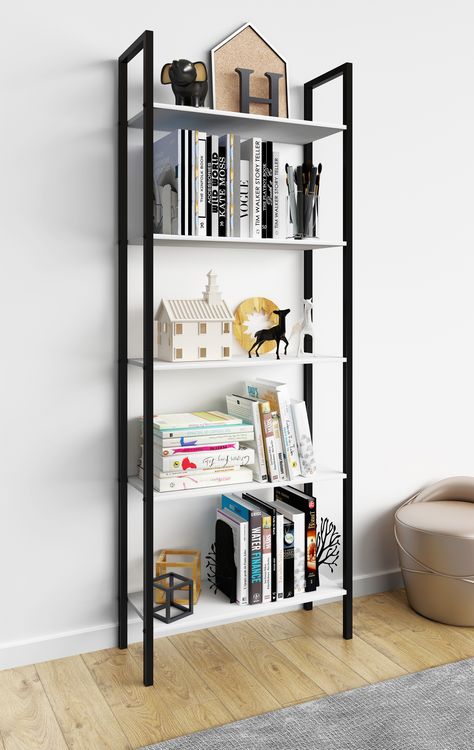 Produktbild: Holz Metall Stand Regal B&uuml;ro B&uuml;cher Flakos 5fach