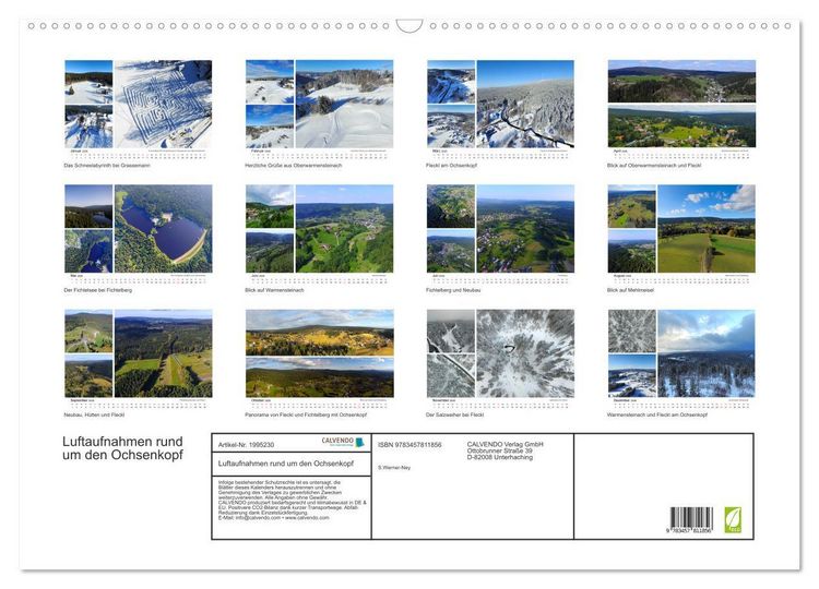 Produktbild: Luftaufnahmen rund um den Ochsenkopf (Wandkalender 2026 DIN A2 quer), CALVENDO Monatskalender
