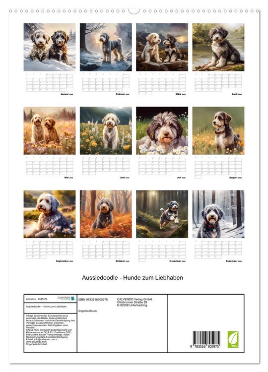 Produktbild: Aussiedoodle - Hunde zum Liebhaben (hochwertiger Premium Wandkalender 2026 DIN A2 hoch), Kunstdruck in Hochglanz