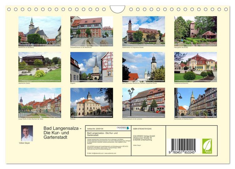 Produktbild: Bad Langensalza - Die Kur- und Gartenstadt (Wandkalender 2026 DIN A4 quer), CALVENDO Monatskalender