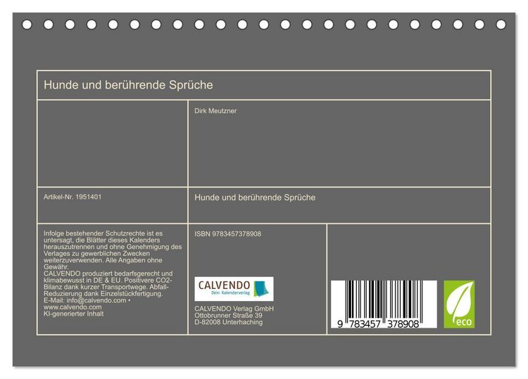 Produktbild: Hunde und ber&uuml;hrende Spr&uuml;che (Tischkalender 2026 DIN A5 quer), CALVENDO Monatskalender