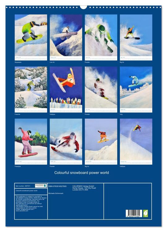 Produktbild: Colourful snowboard power world (Wall Calendar 2026 DIN A2 portrait), CALVENDO 12 Month Wall Calendar