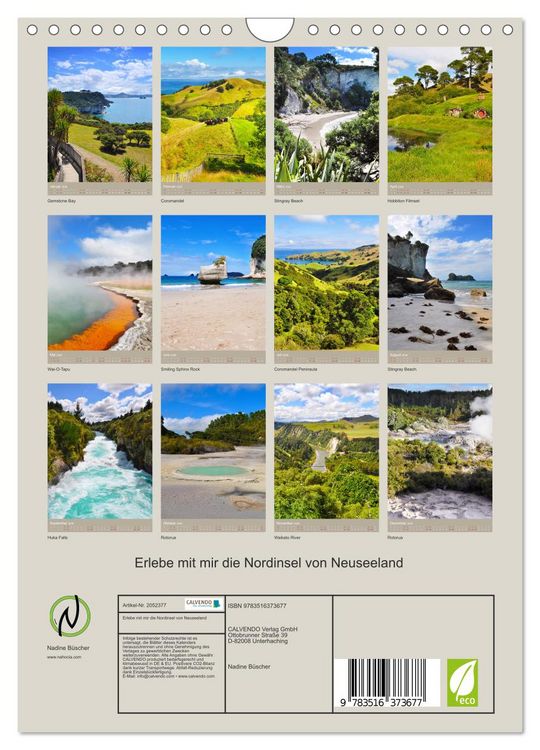 Produktbild: Erlebe mit mir die Nordinsel von Neuseeland (Wandkalender 2026 DIN A4 hoch), CALVENDO Monatskalender
