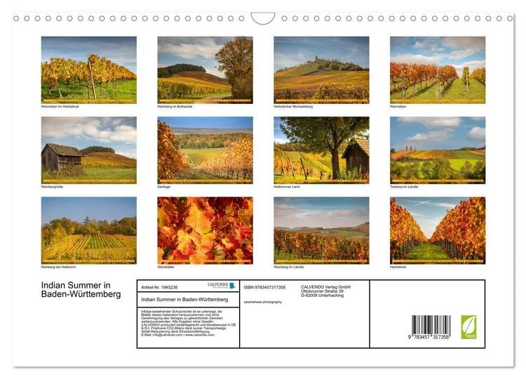 Produktbild: Indian Summer in Baden-W&uuml;rttemberg (Wandkalender 2026 DIN A3 quer), CALVENDO Monatskalender