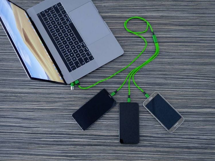 Produktbild: Smrter USB-Ladekabel USB 2.0 Apple Lightning Stecker, USB-A Stecker, USB-C&reg; Stecker, USB-Micro-B Stecker 1.20m Gr&uuml;n mit