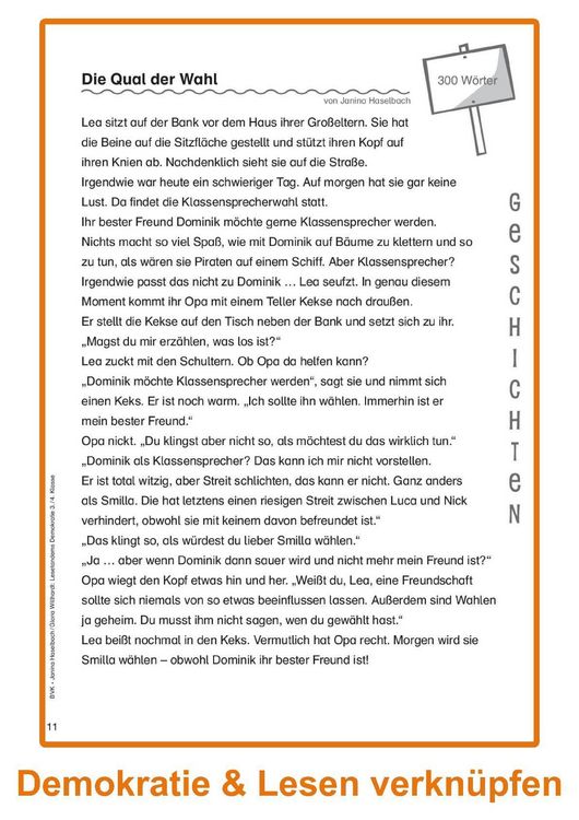 Produktbild: Lesetandems Demokratie 3./4. Klasse