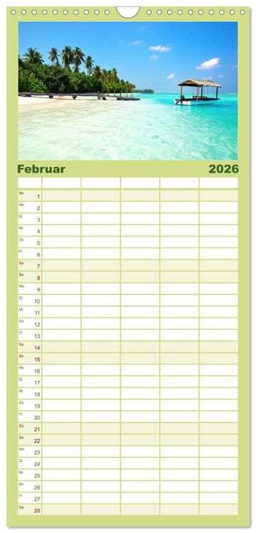 Produktbild: Familienplaner 2026 - Malediven - Wei&szlig;e Str&auml;nde und T&uuml;rkises Meer. mit 5 Spalten (Wandkalender, 21 x 45 cm) CALVENDO