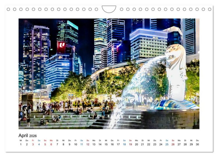 Produktbild: Singapur - Asiatische Metropole bei Nacht (Wandkalender 2026 DIN A4 quer), CALVENDO Monatskalender