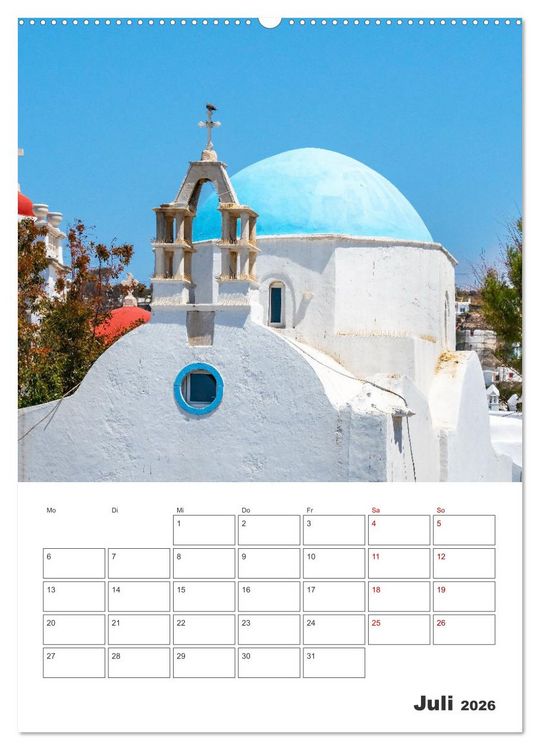 Produktbild: Stadt Mykonos - Reiseplaner (Wandkalender 2026 DIN A2 hoch), CALVENDO Monatskalender