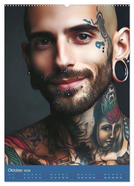 Produktbild: Tattoo und Piercing Men (Wandkalender 2026 DIN A2 hoch), CALVENDO Monatskalender