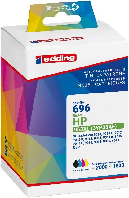 Produktbild: Edding Druckerpatrone ersetzt HP 963XL, 3JA30AE Kompatibel Kombi-Pack Schwarz, Cyan, Magenta, Gelb EDD-696 18-696