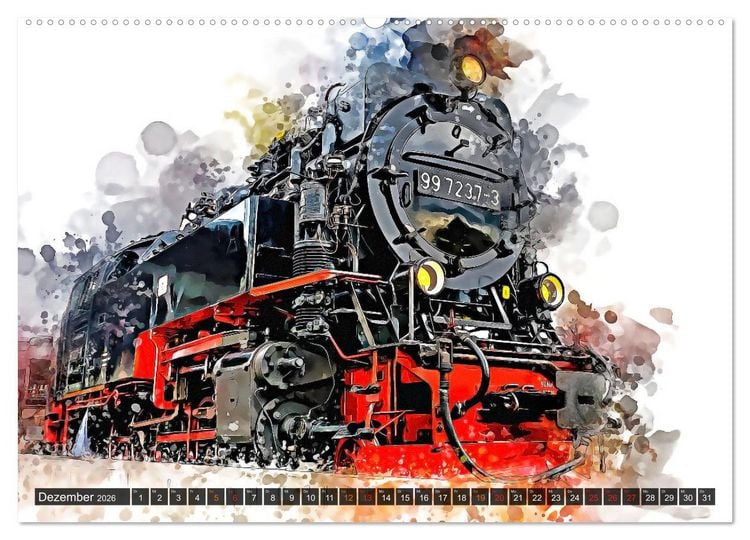 Produktbild: Beeindruckende Dampflokomotiven (Wandkalender 2026 DIN A2 quer), CALVENDO Monatskalender