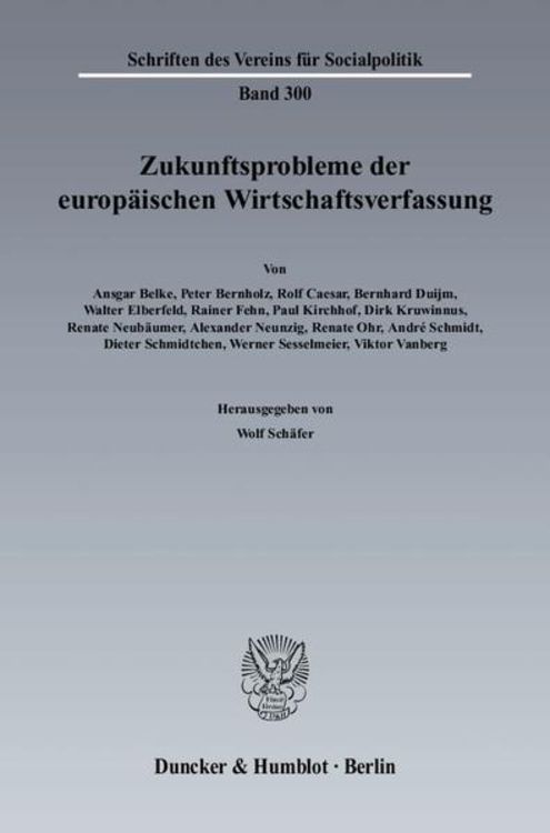 Produktbild: Zukunftsprobleme der Europ&auml;ischen Wirtschaftsverfassung.