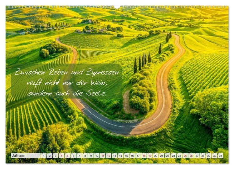 Produktbild: Wege zwischen Asphalt und Himmel - Achtsamkeitskalender mit Weisheiten (hochwertiger Premium Wandkalender 2026 DIN A2 quer), Kunstdruck in Hochglanz