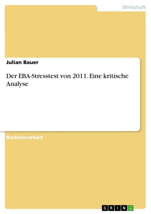 Produktbild: Der EBA-Stresstest von 2011. Eine kritische Analyse