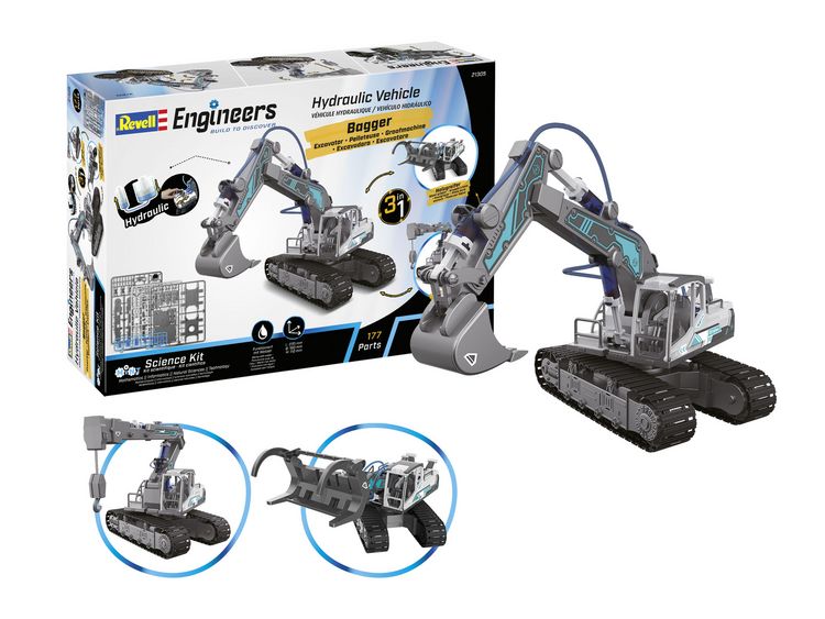 Produktbild: Revell Engineers 21305 Hydraulic Excavator 3in1 1:24 Elektro RC Funktionsmodell Bausatz