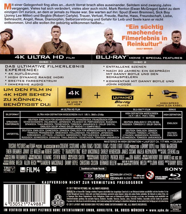 Produktbild: T2 Trainspotting (4K Ultra HD) (+ Blu-ray 2D)