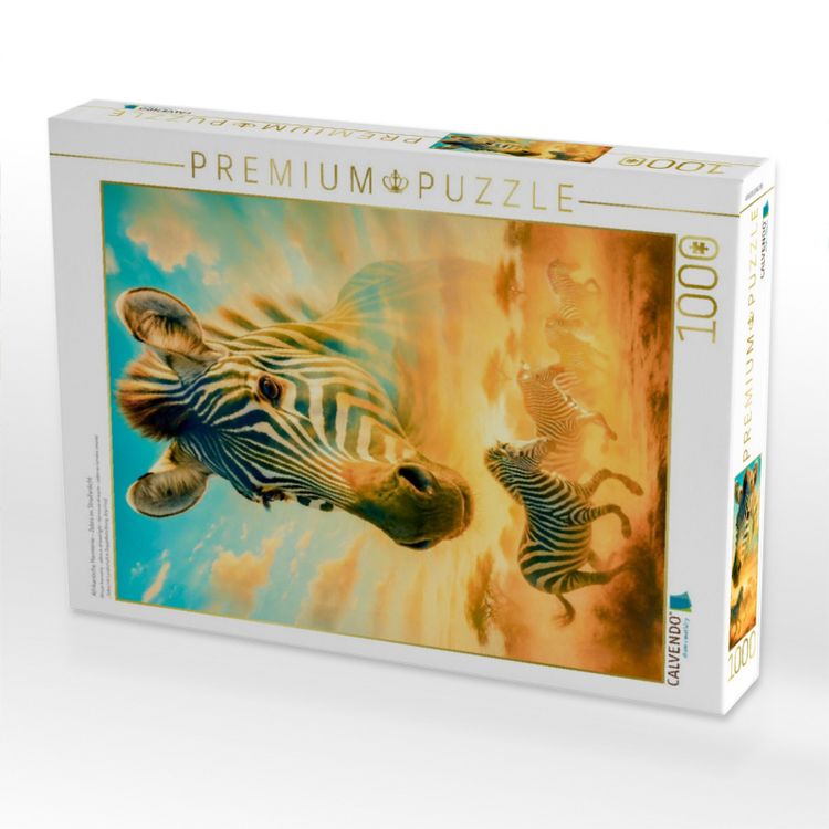 Produktbild: CALVENDO Puzzle Afrikanische Harmonie - Zebra im Streifenlicht | 1000 Teile Lege-Gr&ouml;&szlig;e 64x48cm Foto-Puzzle f&uuml;r gl&uuml;ckliche Stunden