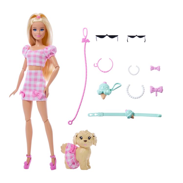 Produktbild: Barbie im Zwillingslook mit Schleife und Haustier