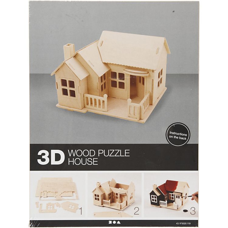 Produktbild: Creativ Company 3D-Figuren zum Zusammensetzen, Haus mit Terrasse, Gr&ouml;&szlig;e 19x17,5x15, 1 Stk