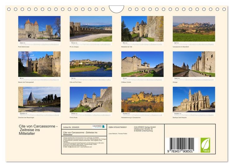 Produktbild: Cite von Carcassonne - Zeitreise ins Mittelalter (Wandkalender 2026 DIN A4 quer), CALVENDO Monatskalender