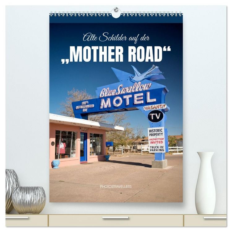 Produktbild: Alte Schilder an der &bdquo;Mother Road&ldquo; (hochwertiger Premium Wandkalender 2026 DIN A2 hoch), Kunstdruck in Hochglanz