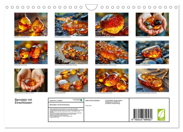 Produktbild: Bernstein mit Einschl&uuml;ssen (Wandkalender 2026 DIN A4 quer), CALVENDO Monatskalender