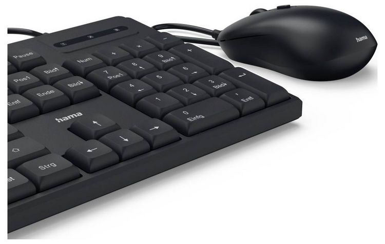 Produktbild: Hama CKM-200 Kabelgebunden Tastatur, Maus-Set Deutsch, QWERTZ Schwarz