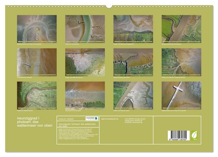 Produktbild: neunziggrad I photoart: das wattenmeer von oben (hochwertiger Premium Wandkalender 2027 DIN A2 quer), Kunstdruck in Hochglanz
