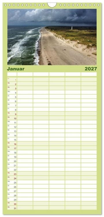 Produktbild: Familienplaner 2027 - D&auml;nemark - Mit dem Wohnmobil durch J&uuml;tland mit 5 Spalten (Wandkalender, 21 x 45 cm) CALVENDO