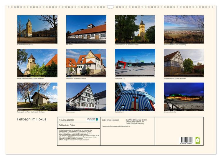 Produktbild: Fellbach im Fokus (Wandkalender 2026 DIN A2 quer), CALVENDO Monatskalender