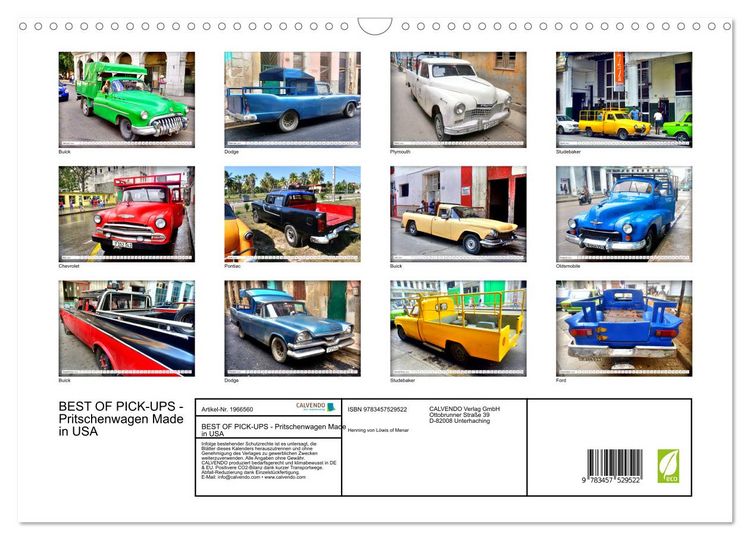Produktbild: BEST OF PICK-UPS - Pritschenwagen Made in USA (Wandkalender 2026 DIN A3 quer), CALVENDO Monatskalender