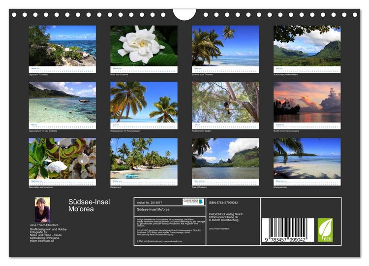 Produktbild: S&uuml;dsee-Insel Mo'orea (Wandkalender 2026 DIN A4 quer), CALVENDO Monatskalender