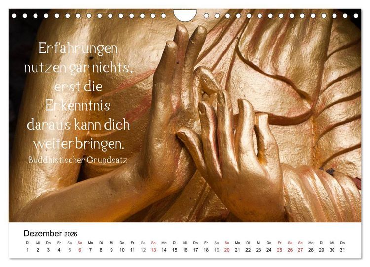 Produktbild: Reisefreu(n)de: Leben in Harmonie - buddhistische Zitate (Wandkalender 2026 DIN A4 quer), CALVENDO Monatskalender