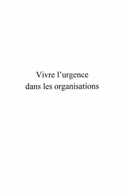 Produktbild: Vivre l'urgence dans les organisations