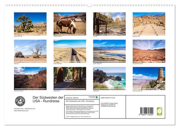 Produktbild: Der S&uuml;dwesten der USA - Rundreise (hochwertiger Premium Wandkalender 2026 DIN A2 quer), Kunstdruck in Hochglanz