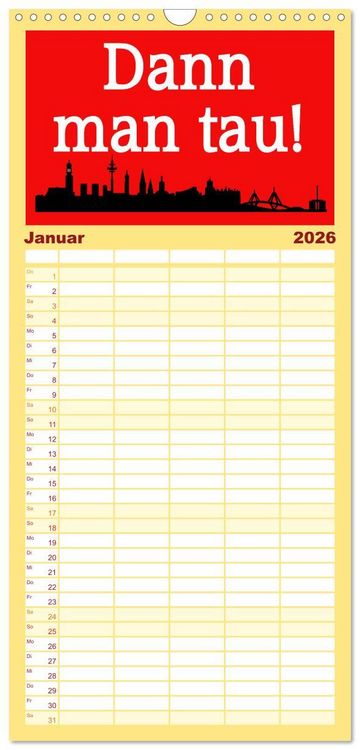 Produktbild: Familienplaner 2026 - Hamburger Schnack mit 5 Spalten (Wandkalender, 21 x 45 cm) CALVENDO