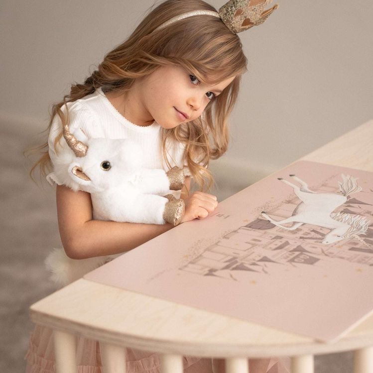 Produktbild: Scriptum Schreibtischunterlage f&uuml;r Kinder Schloss mit Einhorn rosa - 60 x 40 cm, aus premium Vinyl