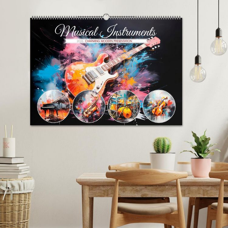 Produktbild: Musical Instruments CHARMING MODERN PRESENTATION (Wall Calendar 2026 DIN A2 landscape), CALVENDO 12 Month Wall Calendar