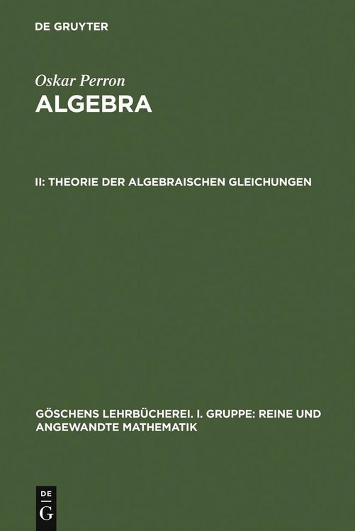Produktbild: Theorie der algebraischen Gleichungen