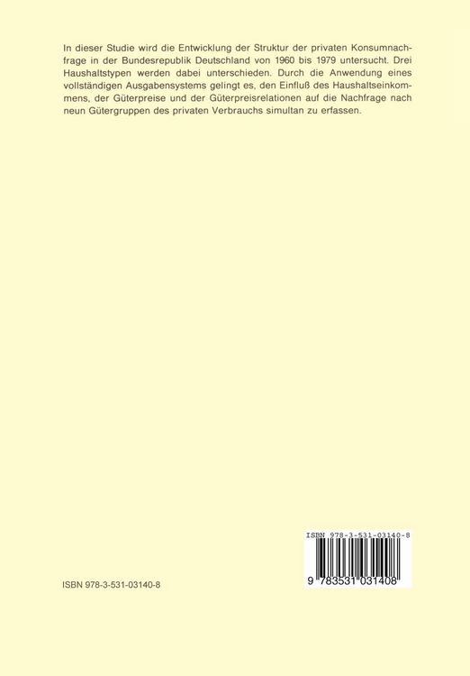 Produktbild: Die private Konsumnachfrage im Ausgabensystem