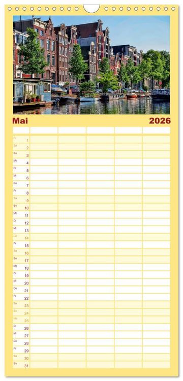 Produktbild: Familienplaner 2026 - Amsterdam - Venedig des Nordens mit 5 Spalten (Wandkalender, 21 x 45 cm) CALVENDO