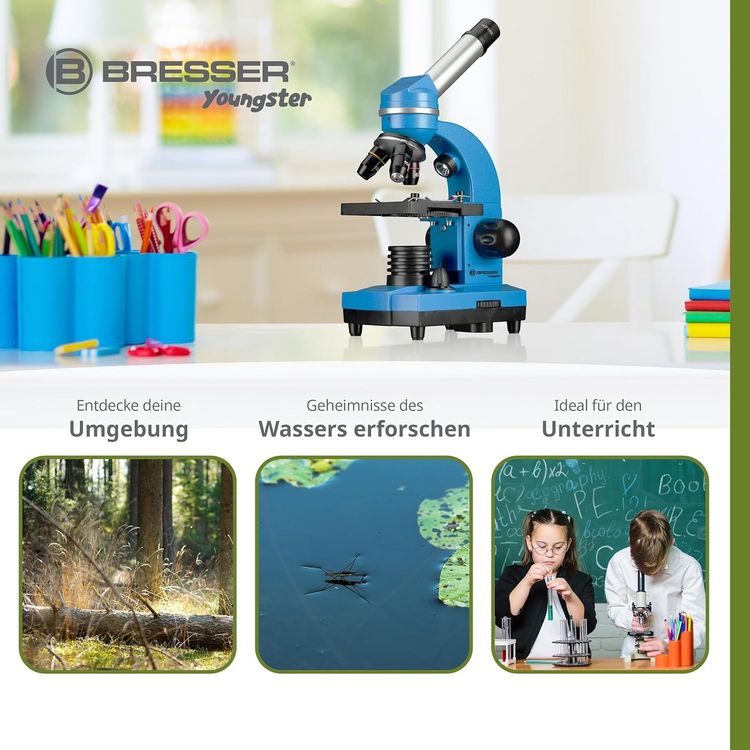 Produktbild: Bresser Junior 11188 - Sch&uuml;ler-Mikroskop Biolux SEL (blau), Auf- und Durchlichtmikroskop mit 40x-1.600-facher Vergr&ouml;&szlig;erung