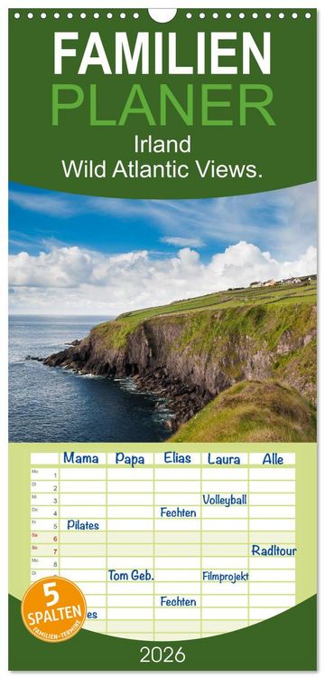 Produktbild: Familienplaner 2026 - Irland. Wild Atlantic Views. mit 5 Spalten (Wandkalender, 21 x 45 cm) CALVENDO