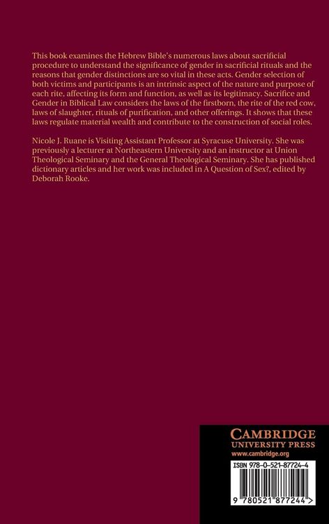 Produktbild: Sacrifice and Gender in Biblical Law