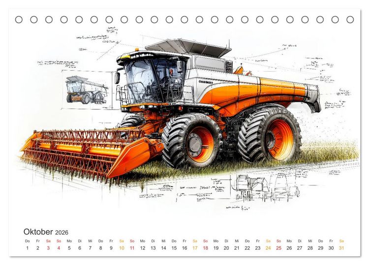 Produktbild: M&auml;hdrescher - Design Studien (Tischkalender 2026 DIN A5 quer), CALVENDO Monatskalender