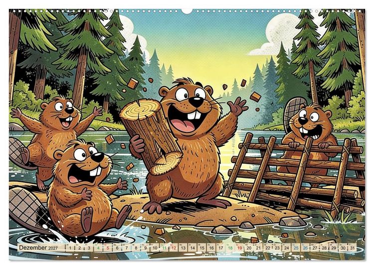 Produktbild: Lustige Biber - Comic (hochwertiger Premium Wandkalender 2027 DIN A2 quer), Kunstdruck in Hochglanz