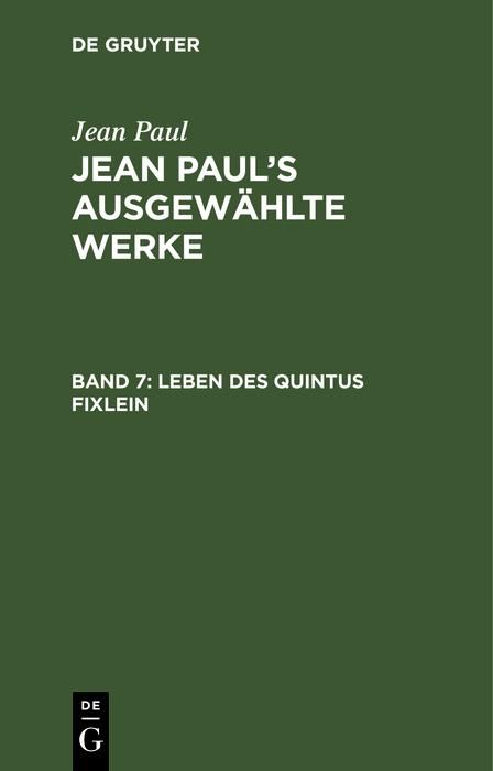 Produktbild: Leben des Quintus Fixlein