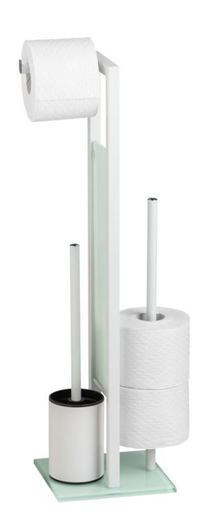 Produktbild: Stand WC-Garnitur Mod. Rivalta Wei&szlig;, integrierter Toilettenpapierhalter und WC-B&uuml;rstenhalter